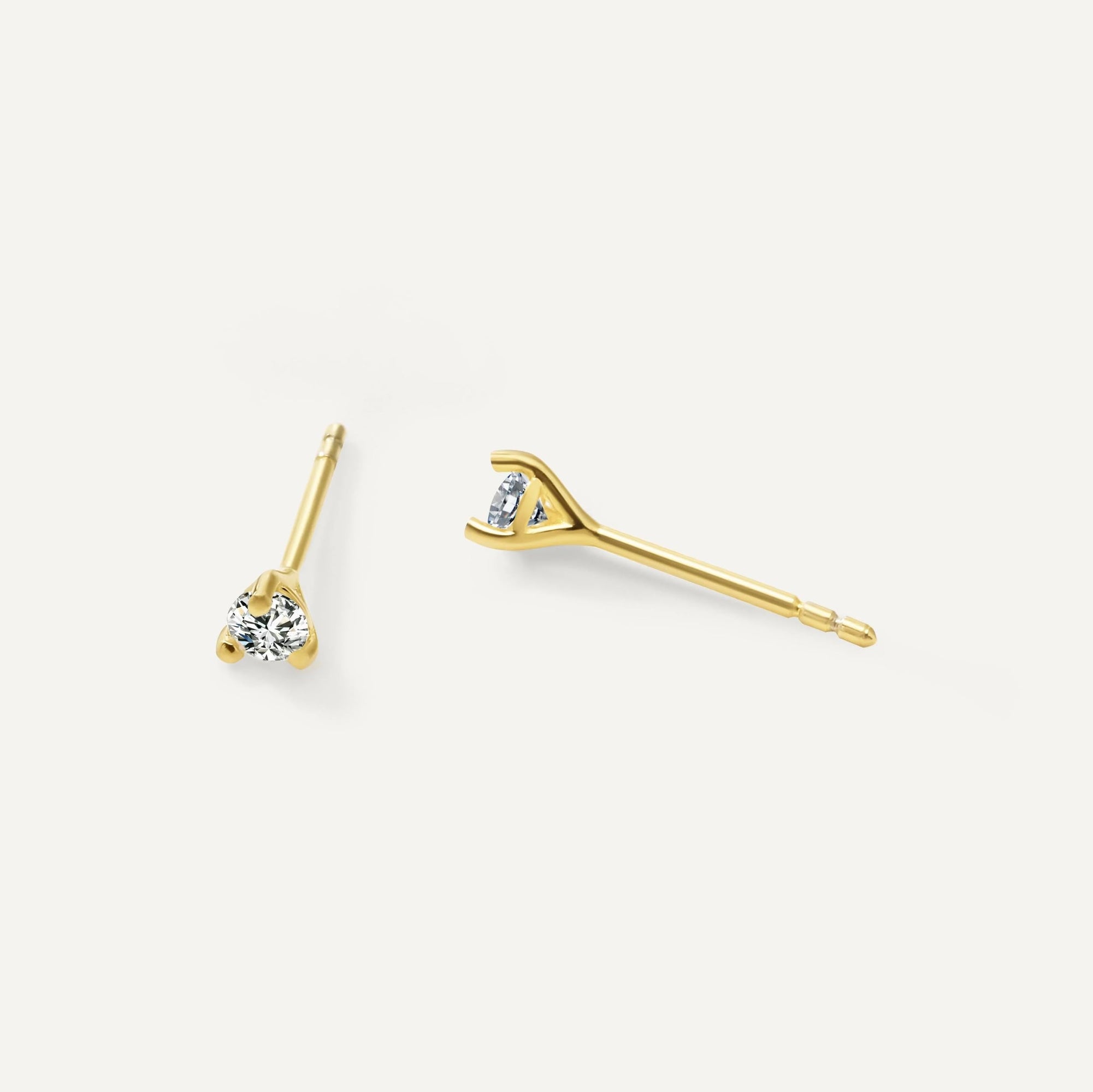 Womens | 0.25 CT Round Cut Lab Grown Accent Diamond | Stud Earrings - II | 14K Yellow Gold Plated Silver | G-SI
