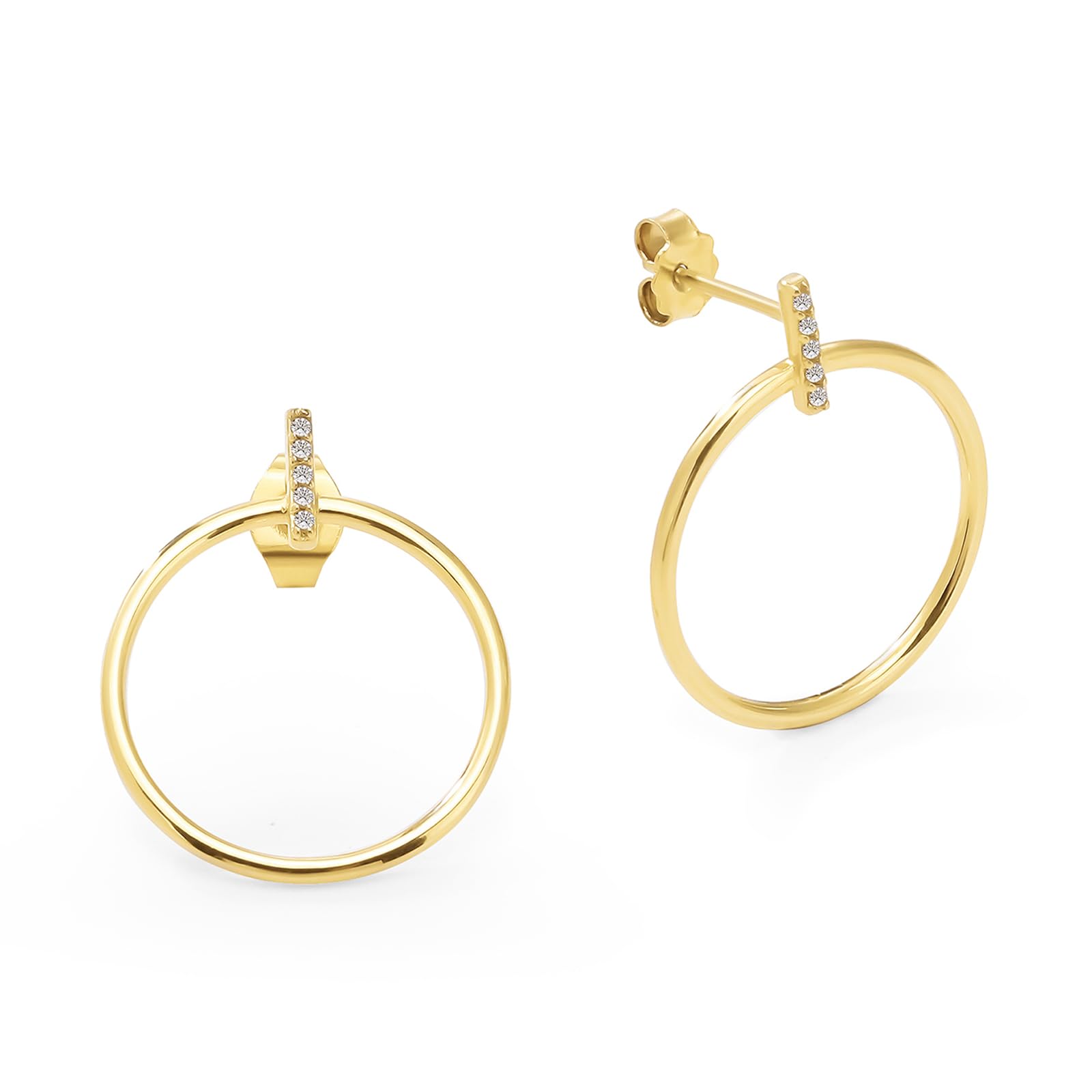 Womens | 0.05 CT Round Cut Lab Grown Accent Diamond | Dangle Earrings | 14K Yellow Gold Plated Silver | G-SI