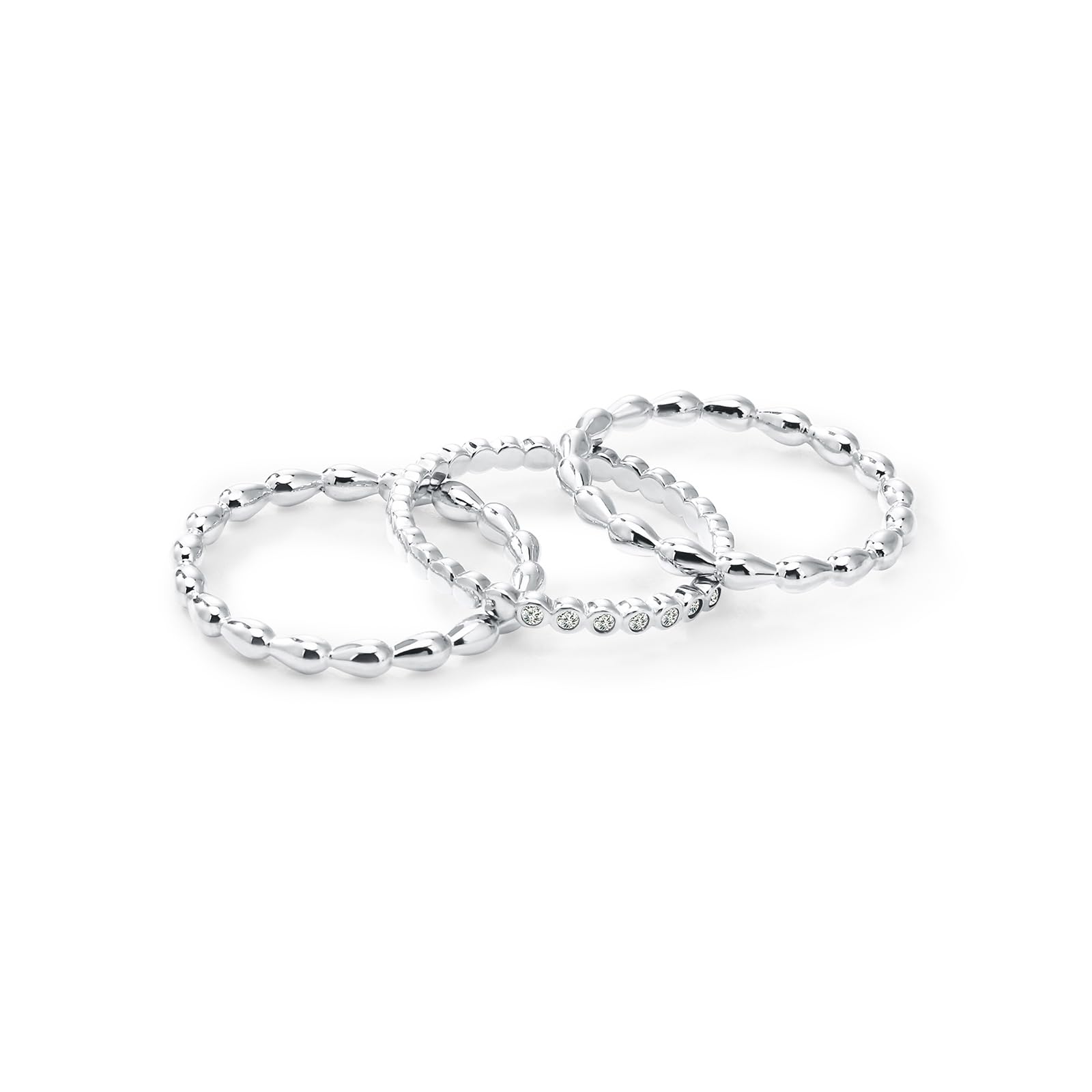 Womens | 0.06 CT Round Cut 7 Stone Lab Grown Accent Diamond | Fashion Band Ring | Sterling Silver | G-SI