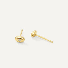 Womens | 0.03 CT Round Cut Lab Grown Accent Diamond | Oval Shaped Stud Earrings | 14K Yellow Gold Plated Silver | G-SI