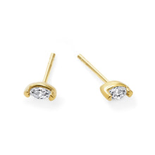 Womens | 0.20 CT  Marquise Cut Lab Grown Accent Diamond | Stud Earrings | 14K Yellow Gold Plated Silver | G-SI