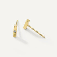 Womens | 0.02 CT Round Cut Lab Grown Accent Diamond | Bar Stud Earrings | 14K Yellow Gold Plated Silver | G-SI