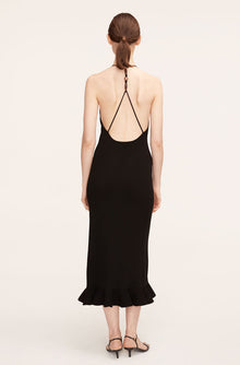 Compact Stretch Knotted Back Column Dress | Black