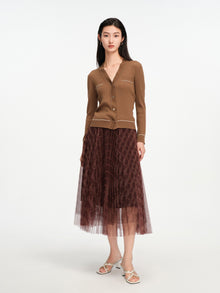 Texture Knit Cardigan | Brown
