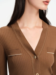 Wool Textures Knit Cardigan | Black