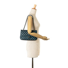 Chanel | Pre-Owned Medium Classic Caviar Double Flap - I | Blue/Peacock