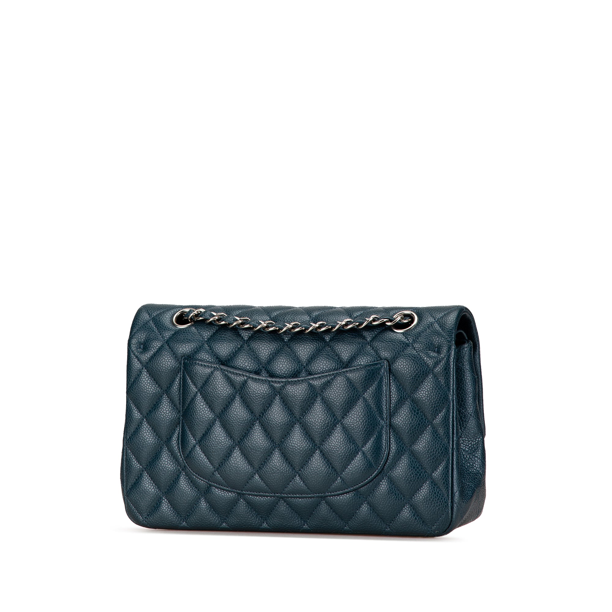 Chanel | Pre-Owned Medium Classic Caviar Double Flap - I | Blue/Peacock
