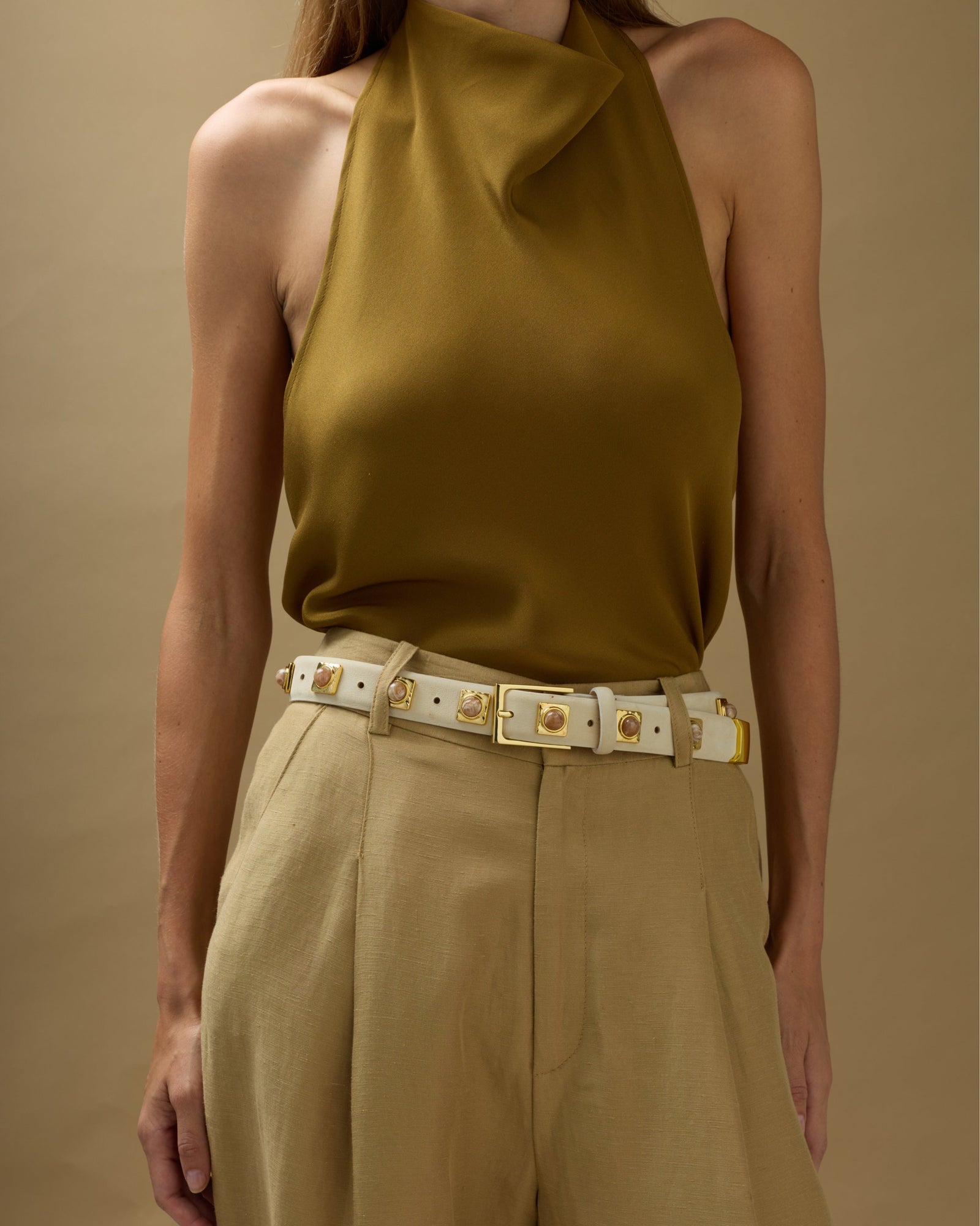 No. 2 Belt | Cream/Gold