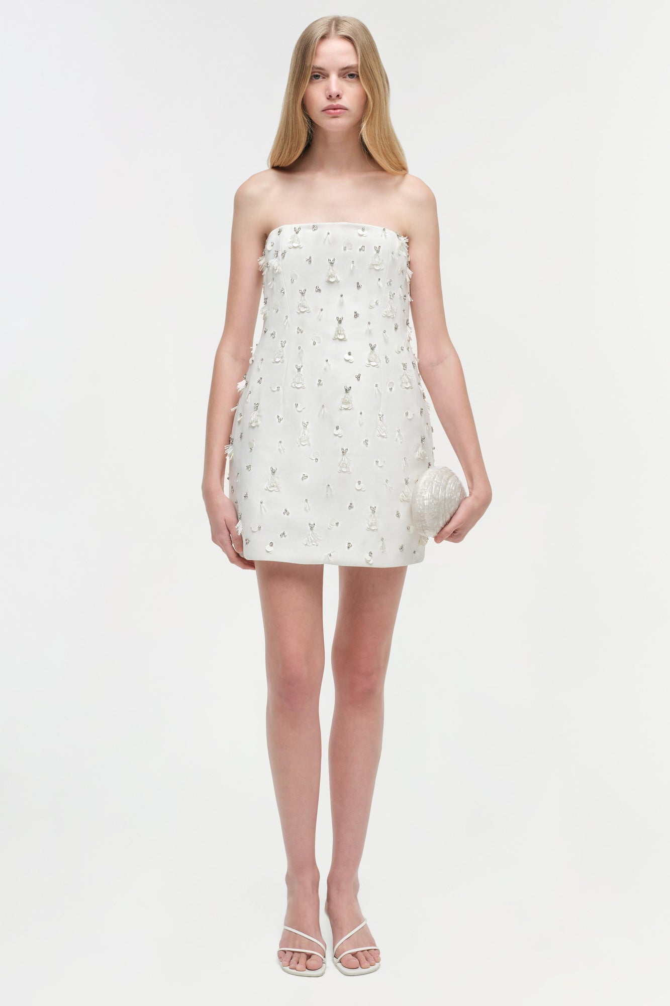 Womens | Yasmin Embellished Strapless Mini Dress | Ivory