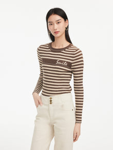 Ribbed Knit Top | Brown