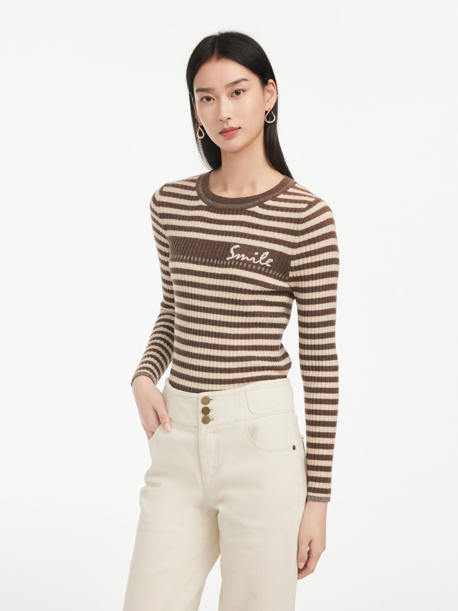 Ribbed Knit Top | Brown