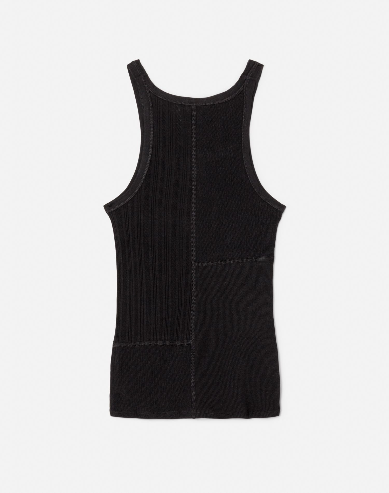 Mixed Media Ribbed Tank | Black Multi