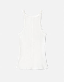 Mixed Media Ribbed Tank | White Multi