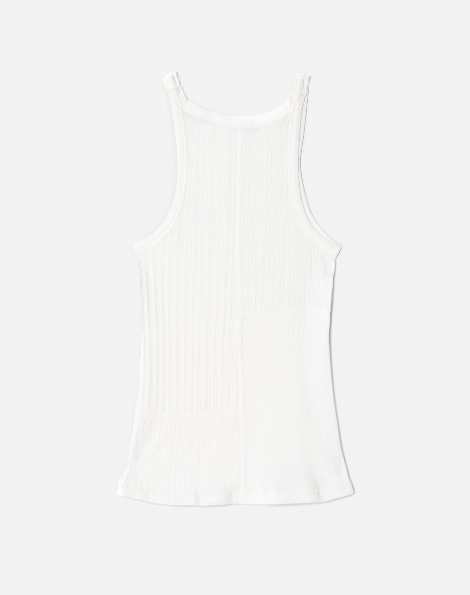 Mixed Media Ribbed Tank | White Multi