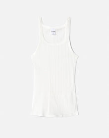 Mixed Media Ribbed Tank | White Multi