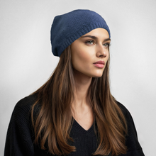 Cashmere Stitched Slouchy Hat | Navy