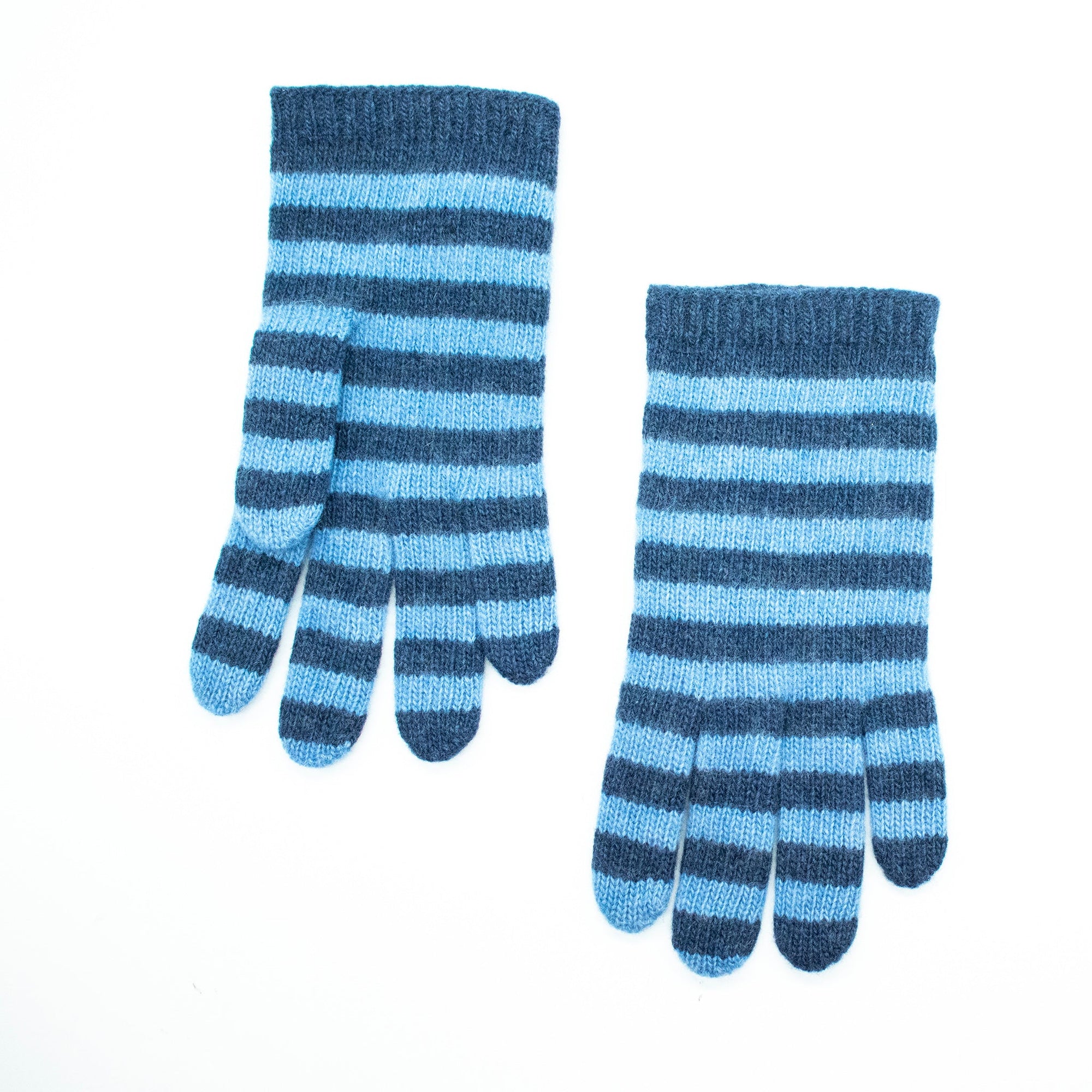 Kids Cashmere Striped Gloves | Denim/Blue