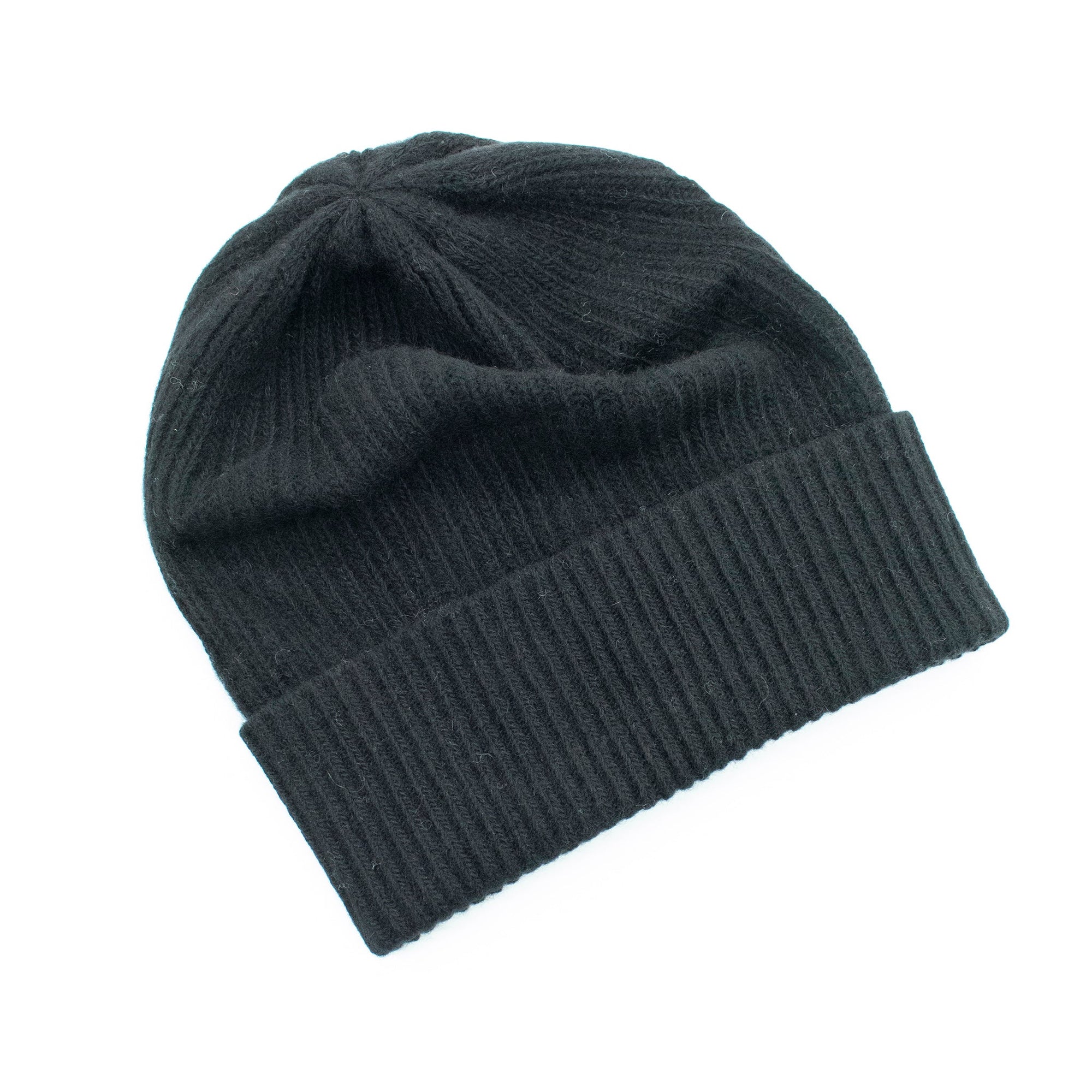 Cashmere Ribbed Beanie | Black