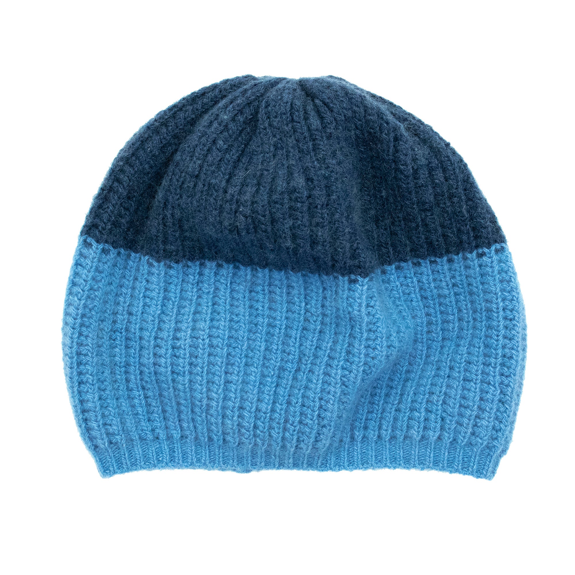Kids | Cashmere Hat Colorblock | Pottery Blue/Denim
