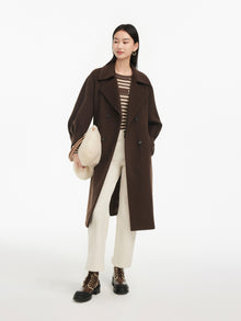 Yak Wool Belted Coat | Brown