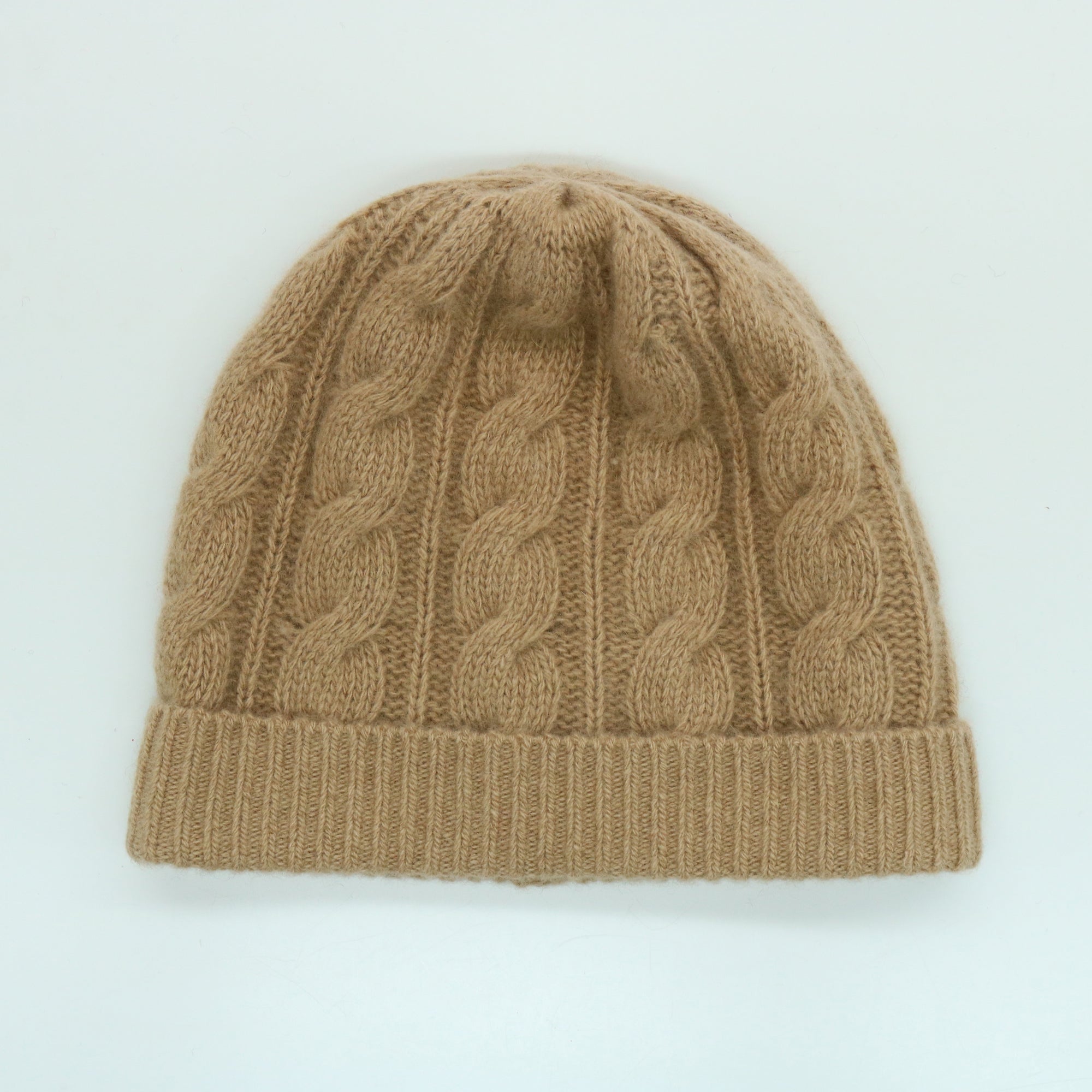 Unisex | Cashmere Hat with Cables | Cammello Chiaro