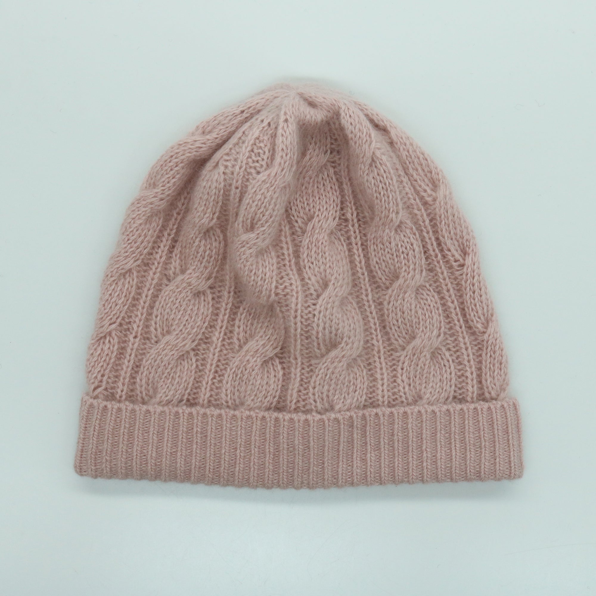 Unisex | Cashmere Hat with Cables | Misty Rose