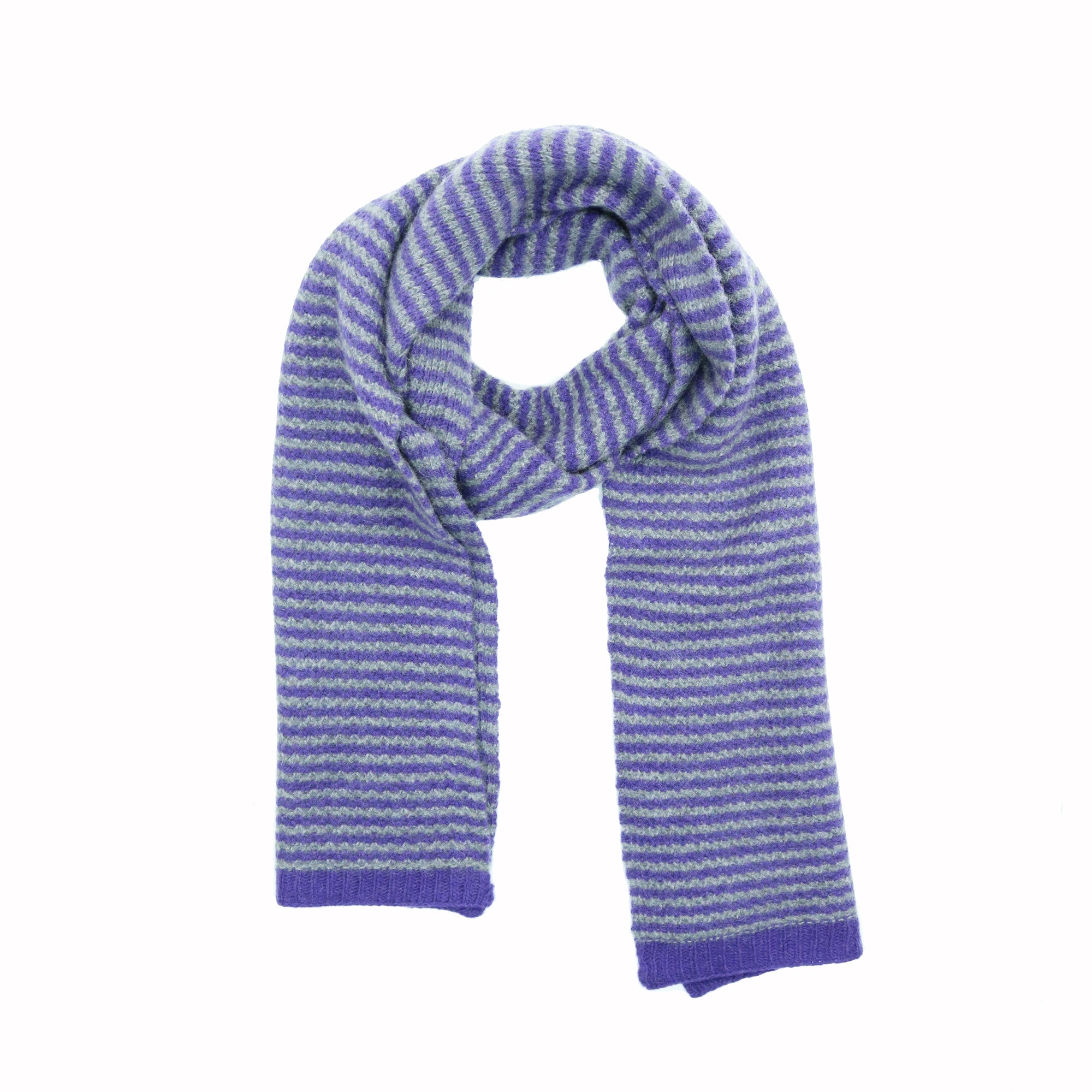 Unisex | Cashmere Striped Scarf | Uva Violet/Medium Grey