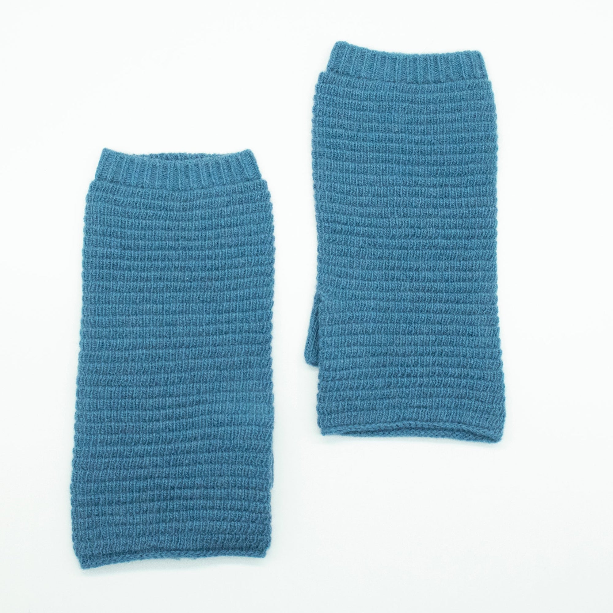 Cashmere Ribbed Fingerless Gloves | Palace Blue