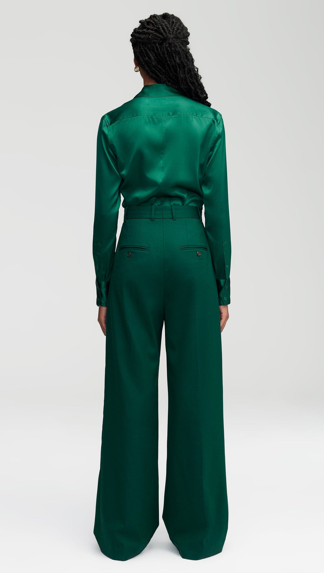 Pleated Trouser in Seasonless Wool | Emerald