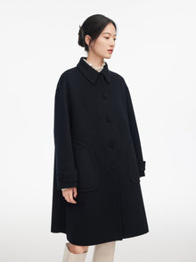 A-Shape Woolen Coat | Black