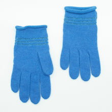 Kids Cashmere Gloves With Lurex Stripes | Cobalt Blue