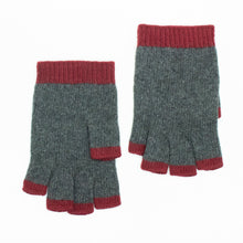 Cashmere Colorblock Fingerless Gloves | Charcoal/Rum