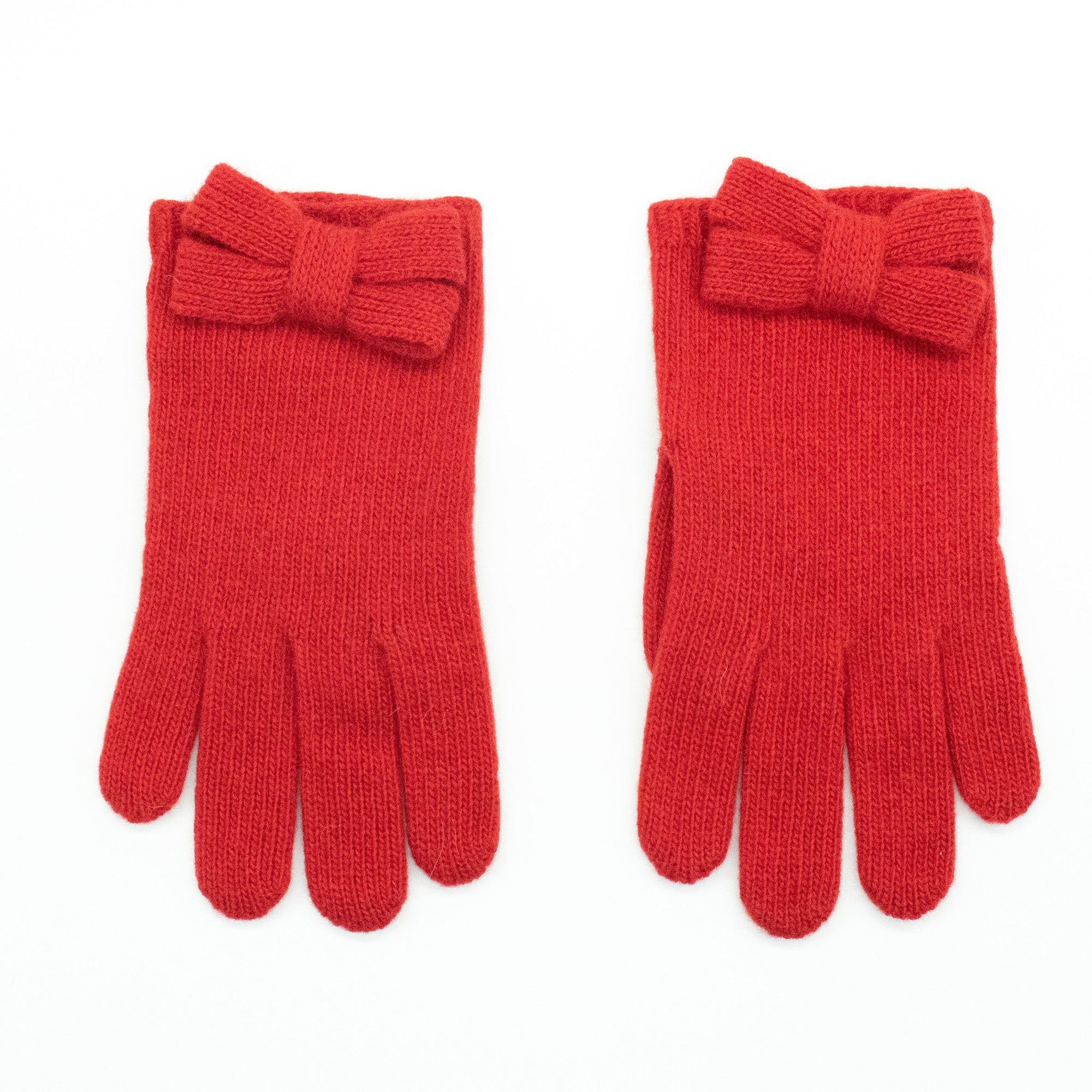 Kids Cashmere Gloves With Bow | Red