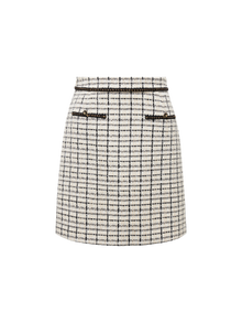 Parisian-Style Checkered Skirt | White/Black