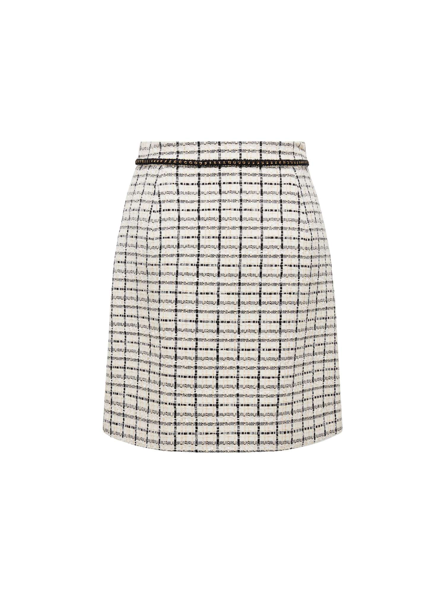 Parisian-Style Checkered Skirt | White/Black