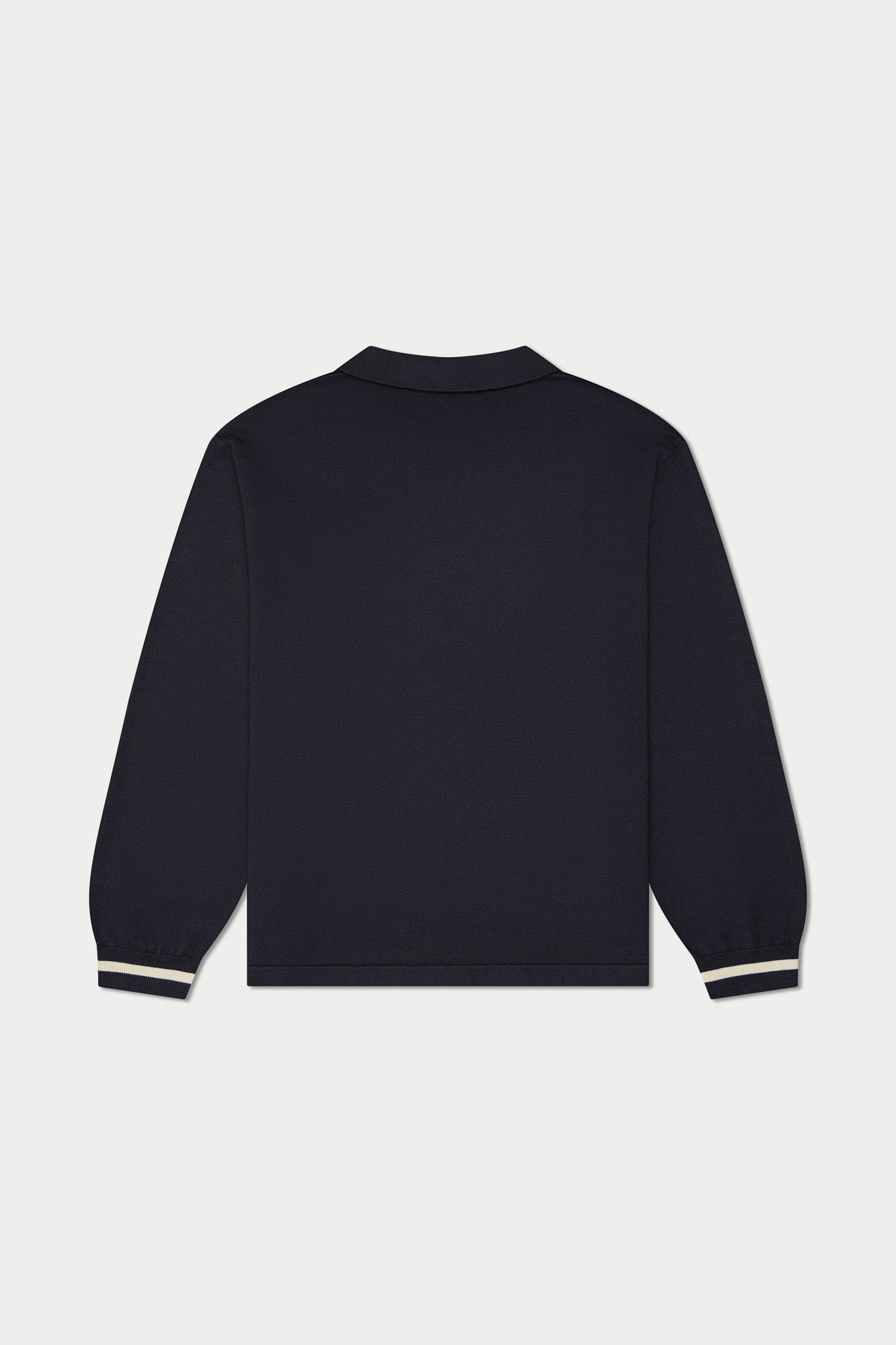 V Knit Long Sleeve Polo | Grey