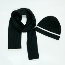 Unisex | Merino Ribbed Beanie | Black/White