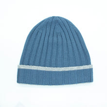 Unisex | Merino Ribbed Beanie | Denim/Light Grey
