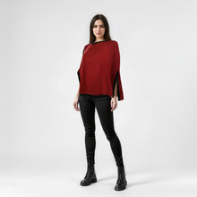 Womens | Color Block Poncho | Rust