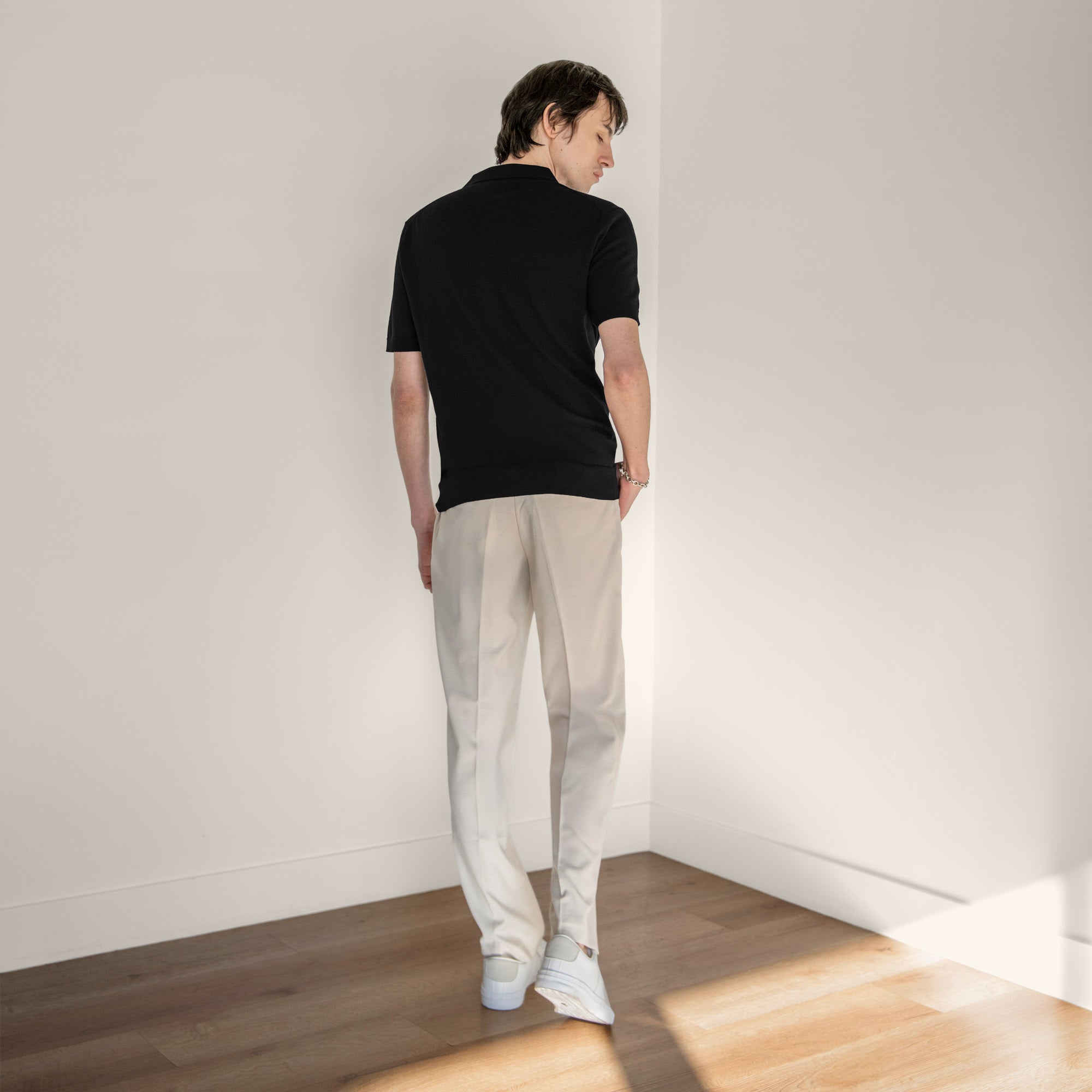 Mens | Elliot Featherlight Cashmere Short Sleeve Polo | Black