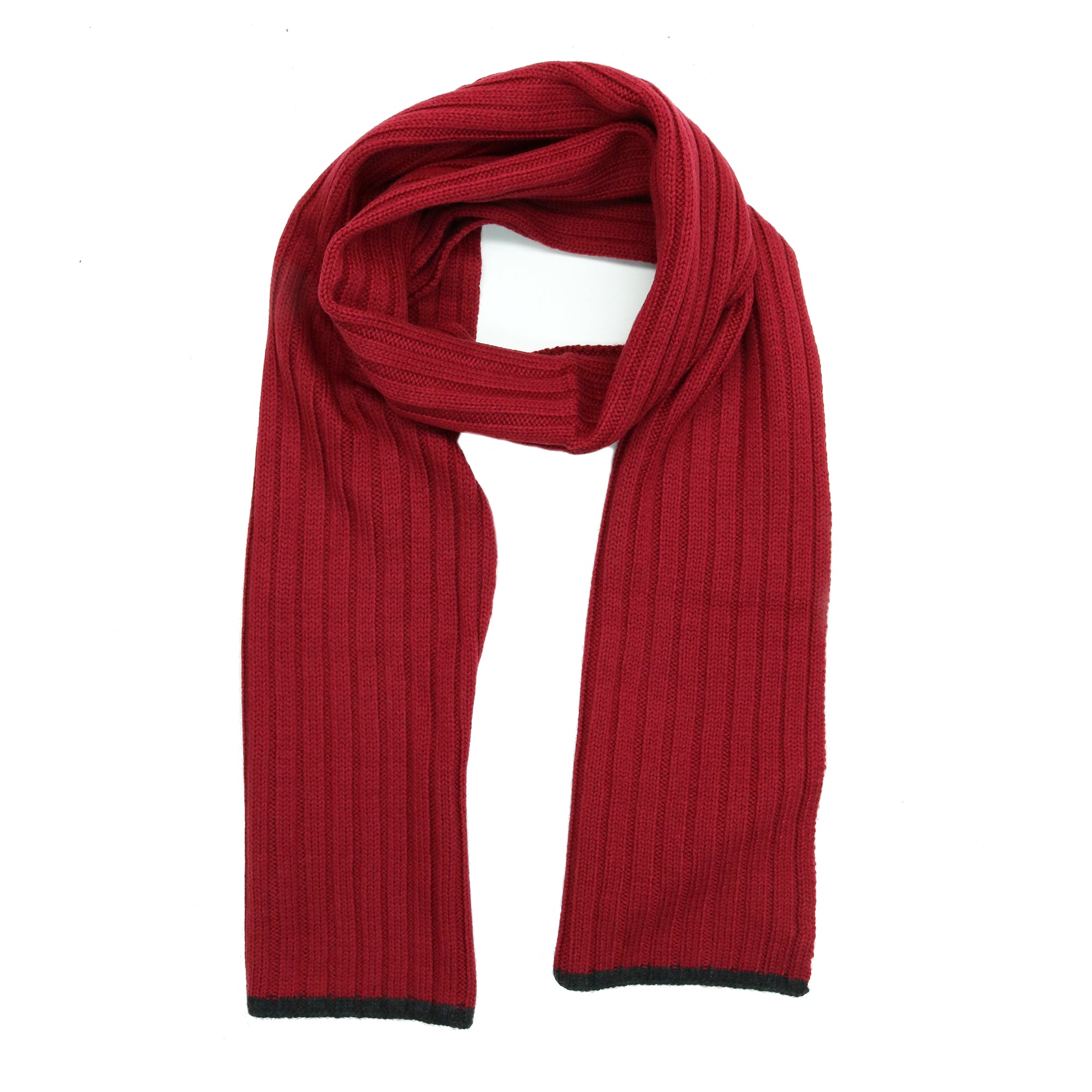 Unisex | Merino Ribbed Scarf | Cherry Charcoal