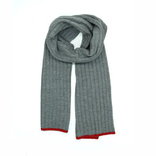 Unisex | Merino Ribbed Scarf | Grey/Red