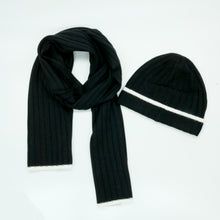 Unisex | Merino Ribbed Scarf | Black/White