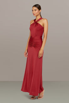 Amur | Mena Halter Jersey Dress | Vivid Auburn