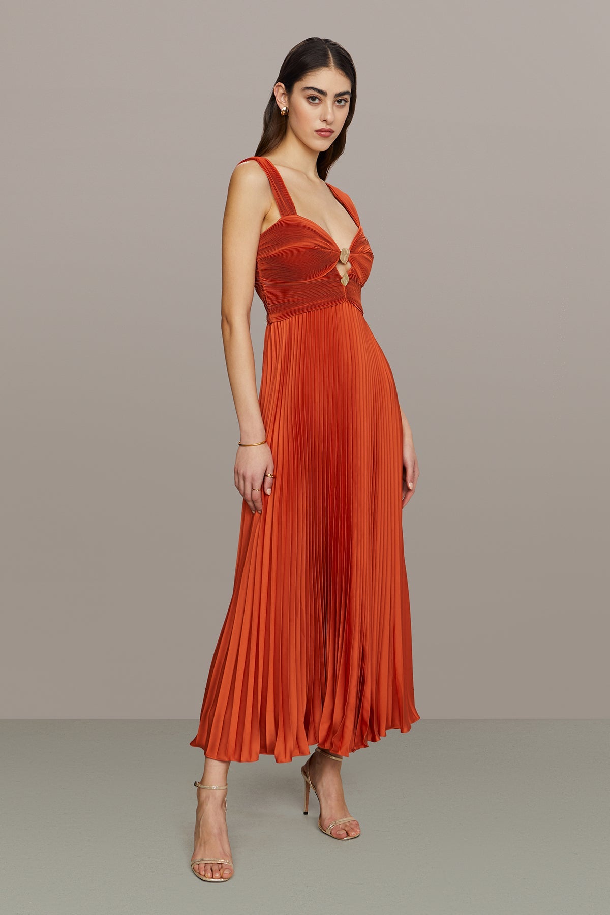 Amur | Gisella Midi Dress | Burnt Terracotta