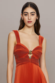 Amur | Gisella Midi Dress | Burnt Terracotta