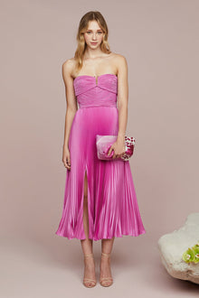 Amur | Harden Pleated Strapless Midi | Pink Pearl