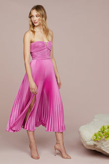 Amur | Harden Pleated Strapless Midi | Pink Pearl