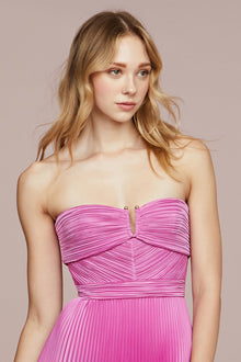 Amur | Harden Pleated Strapless Midi | Pink Pearl