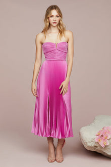 Amur | Harden Pleated Strapless Midi | Pink Pearl